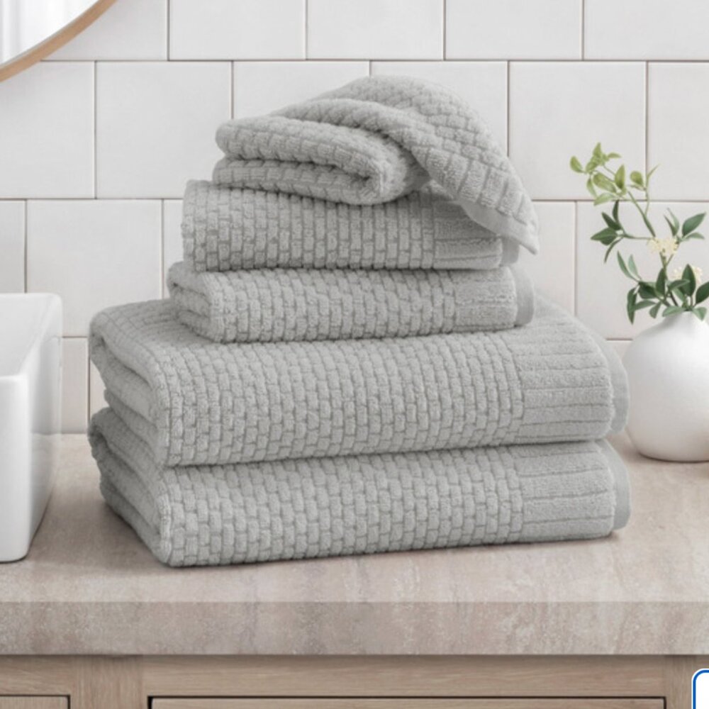 WelHome Textured Towels - 6-piece Set in gray
